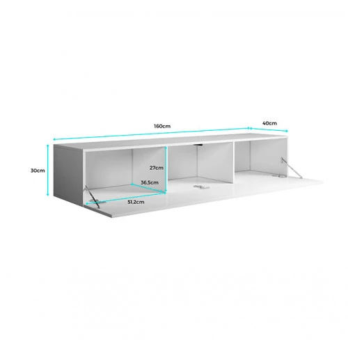 Meuble TV couleur blanc - 160 x 32 cm - Leiko H2