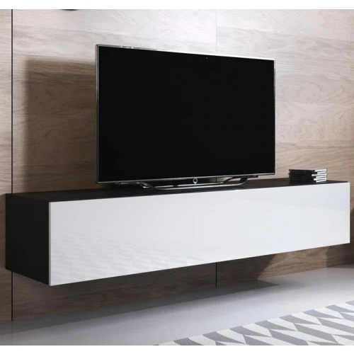 Meuble TV couleur noir & blanc - 160 x 30 cm - Leiko H2