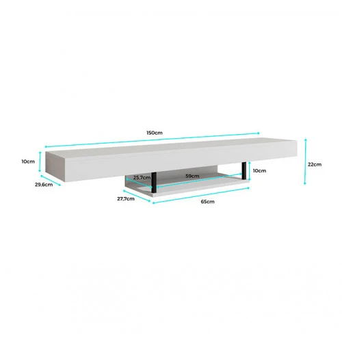 Meuble TV noir - 150 X 22 cm - Anabel