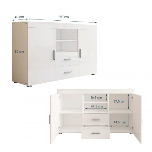 Buffet couleur blanc - 140 X 82 cm - Randy