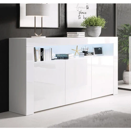 Buffet couleur blanc brillant - 155 X 92 cm - Aker
