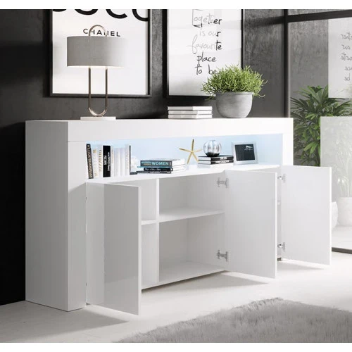Buffet couleur blanc brillant - 155 X 92 cm - Aker