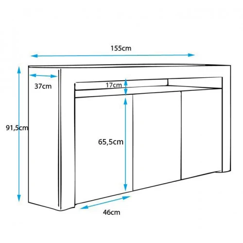 Buffet couleur blanc brillant - 155 X 92 cm - Aker
