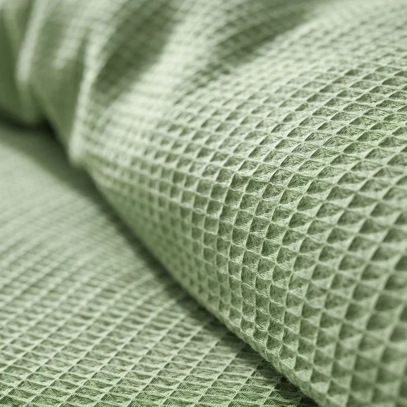 Pack 2 Pièces Housse de couette 140x200cm + 1 taie d'oreiller 65X65cm - nid d'abeille - Olive