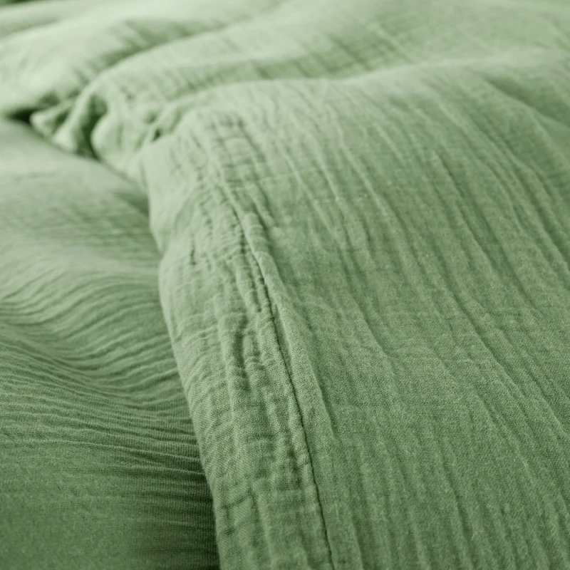 Pack 4 Pièces Housse de couette Gaze de Coton 260 x 240 cm - Olive