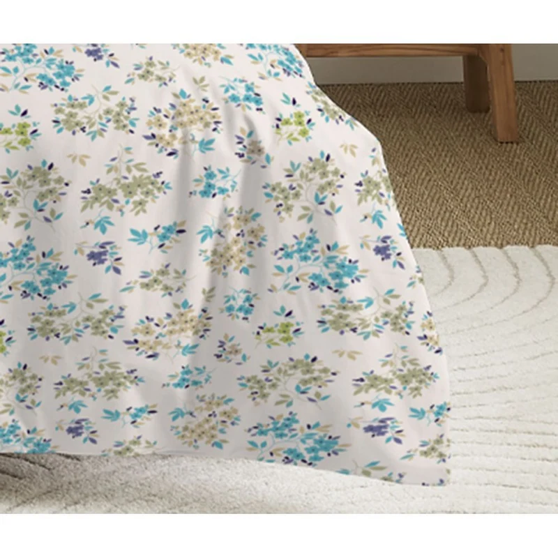 Pack 3 Pièces Housse de couette réversible 140 x 200 cm - 2 Pièces 100% Coton - Tanya cyan