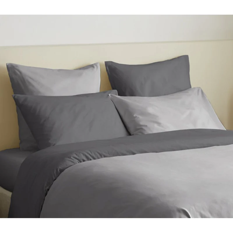 Pack 6 pièces Housse de couette 240 x 260 cm - 100% coton / 57 fils/cm² - Gris/Anthracite Bicolore