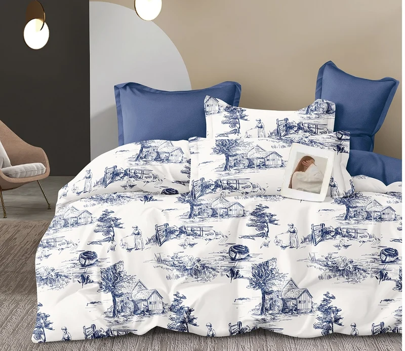 Parure de Couette "Imprimé Double Face" 240 x 220 cm + 2 Taies d'oreiller 65 x 65 cm