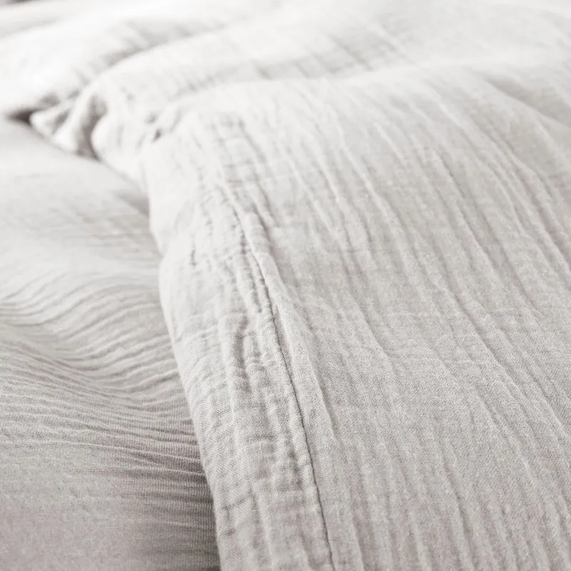 Pack 3 pièces Housse de couette - 260x240cm + 2 taies d'oreiller 65X65cm gaze de coton Perle