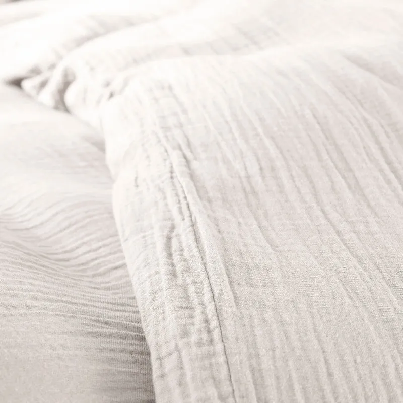 Pack 3 Pièces Housse de couette - 260x240cm + 2 taies d'oreiller 65X65cm gaze de coton Neige