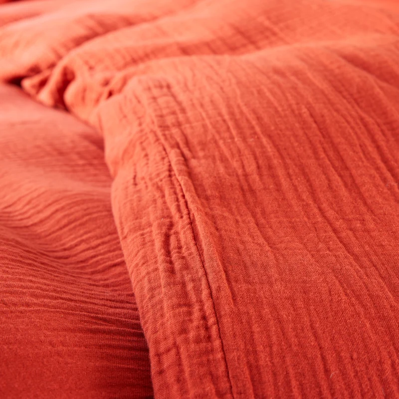 Pack 3 pièces Housse de couette 240x220cm + 2 taies d'oreiller 65X65cm gaze de coton Terracotta