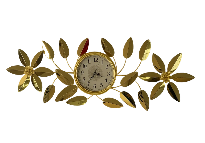 Horloge murale fleur métal dorée - Bloom