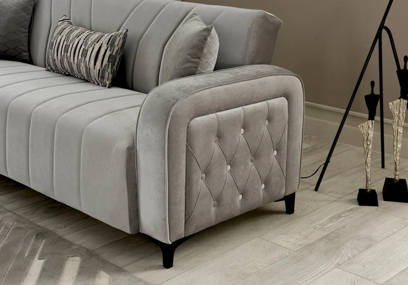 Canapé convertible design velours gris – URBAN