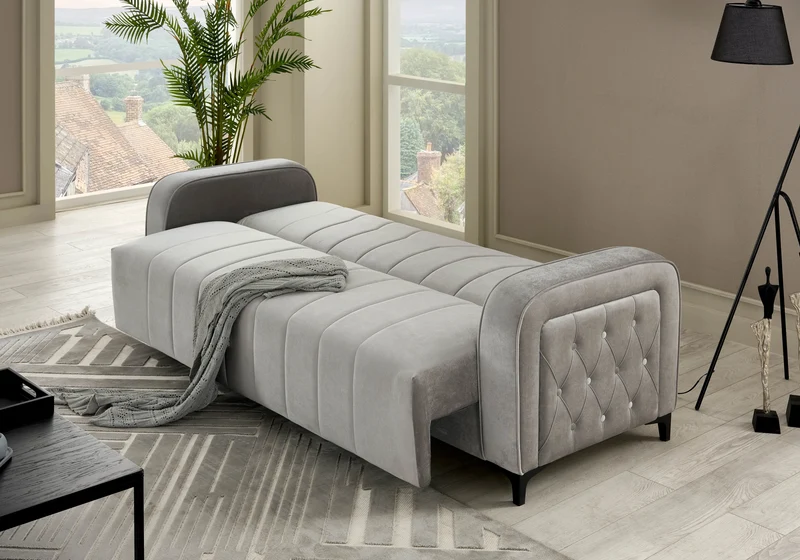 Canapé convertible design velours gris – URBAN