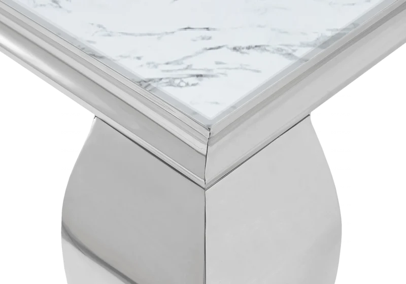 Meuble TV marbre blanc design argent - Neo