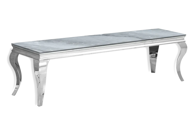Meuble TV marbre gris design argent - Neo
