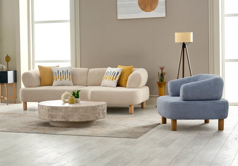 Canapé bouclé méridienne dossier réglable – CARLOS