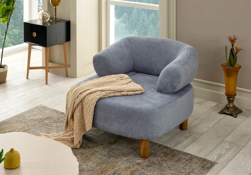 Canapé arrondi tissu bouclé dossier réglable – CARLOS