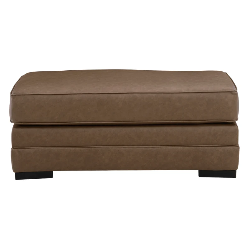 Ottoman aspect cuir brun caramel - VillaCourt