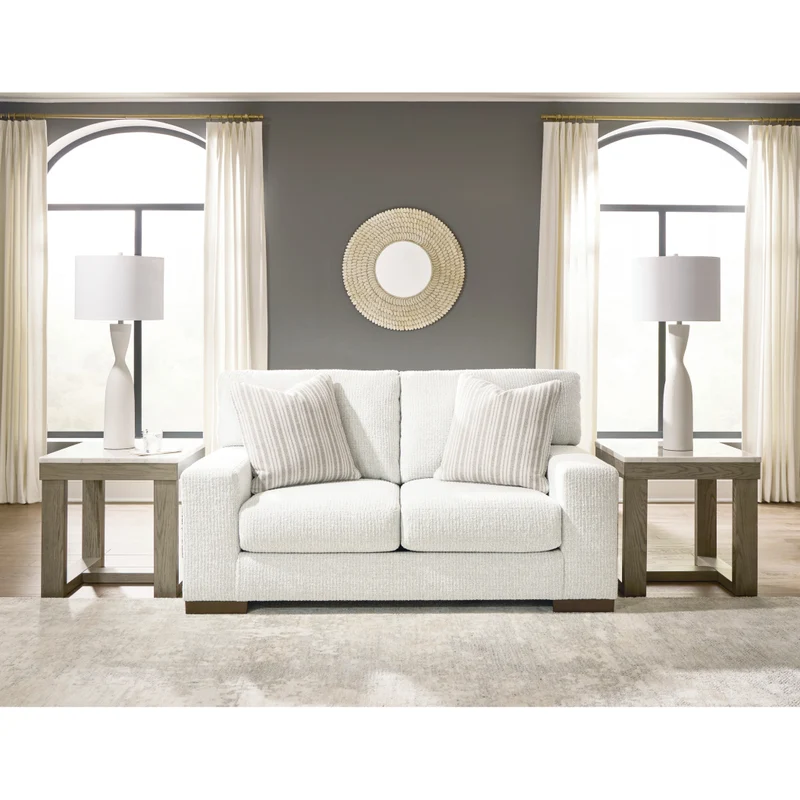 Causeuse en tissu Next-Gen Nuvella blanc avec coussins - Bethley