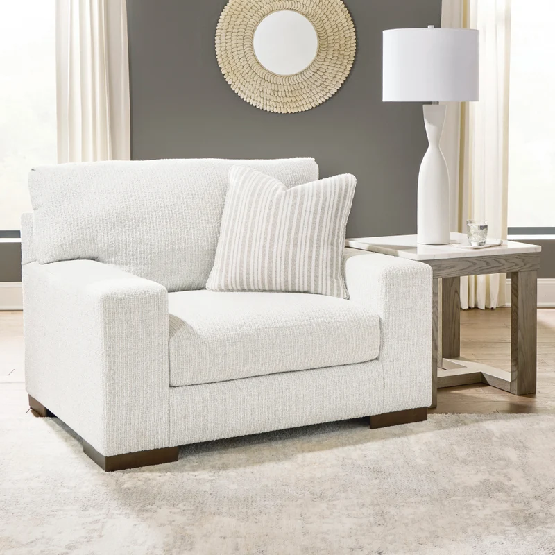 Fauteuil en tissu Next-Gen Nuvella blanc avec coussin - Bethley
