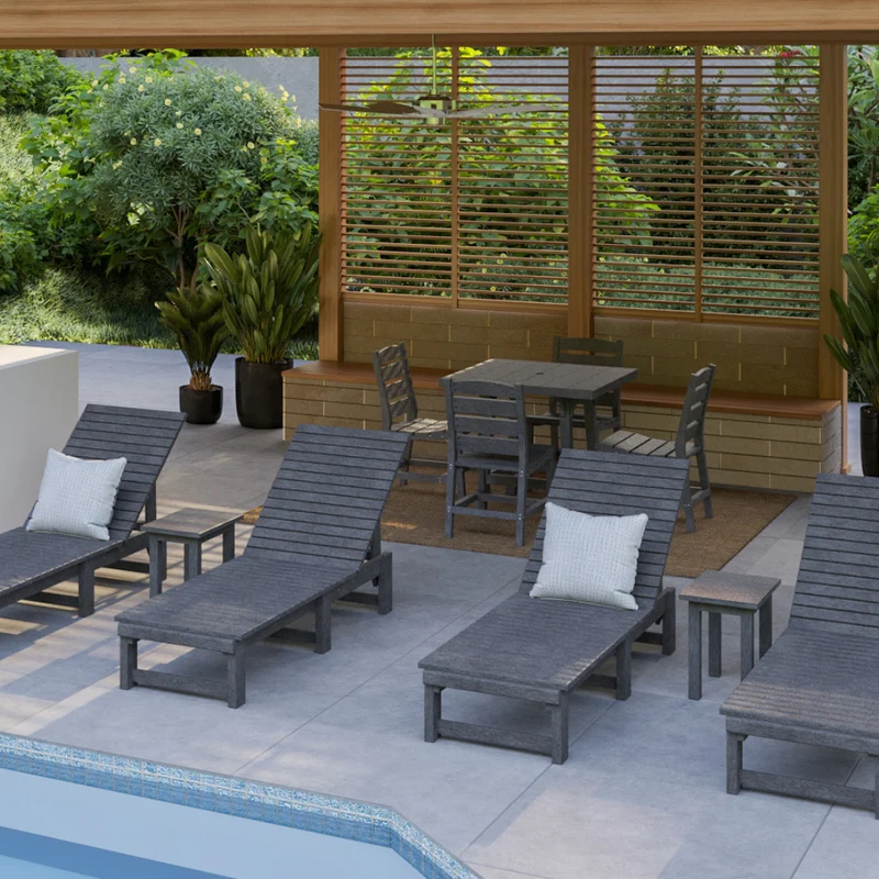 Chaise longue extérieure sans accoudoirs en plastique recyclé - L99