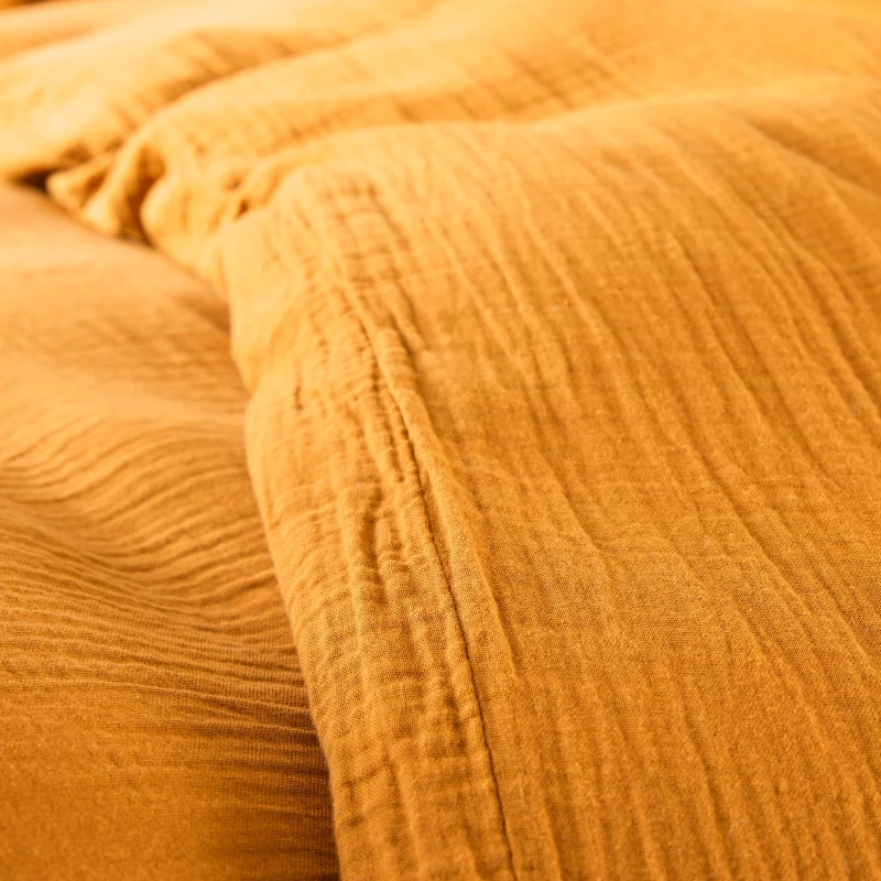 Pack 3 Pièces Housse de couette Gaze de Coton 140 x 200 cm Dh 90 Curry