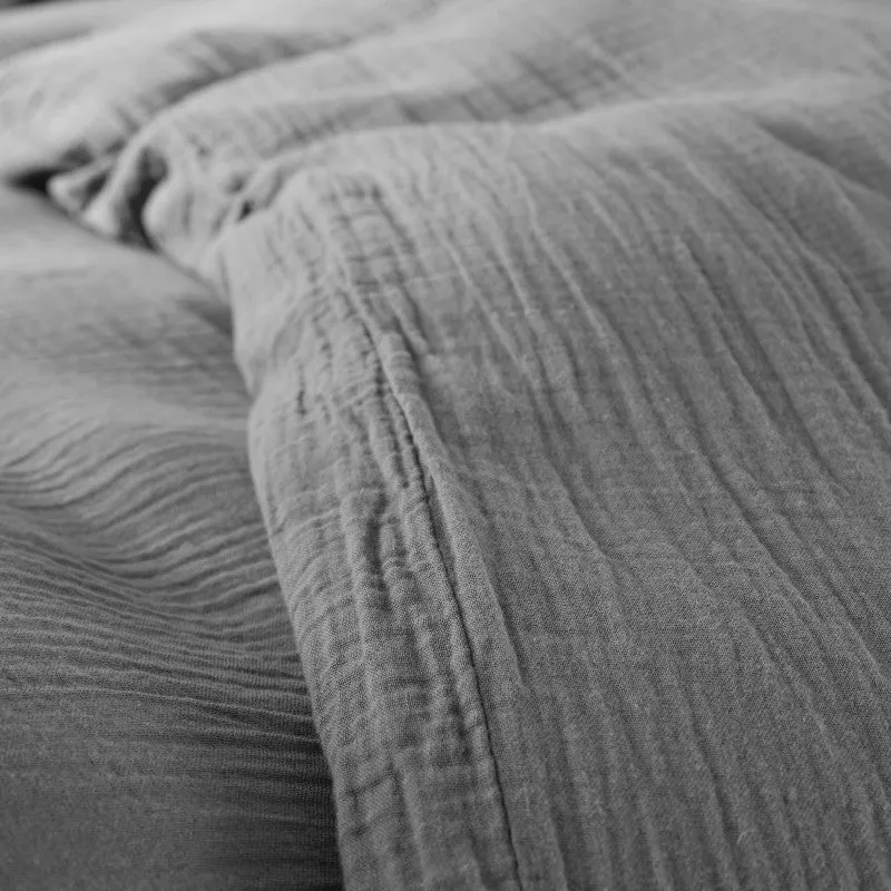 Pack 3 Pièces Housse de couette Gaze de Coton 140 x 200 cm Dh 90 Ardoise