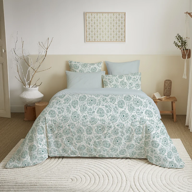 Pack 6 pièces Housse de couette Imprimé 220 x 240 cm - Drap housse 160 x 200 cm - 100% Coton 57 Fils