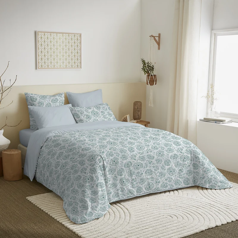 Pack 6 pièces Housse de couette Imprimé 220 x 240 cm - Drap housse 160 x 200 cm - 100% Coton 57 Fils
