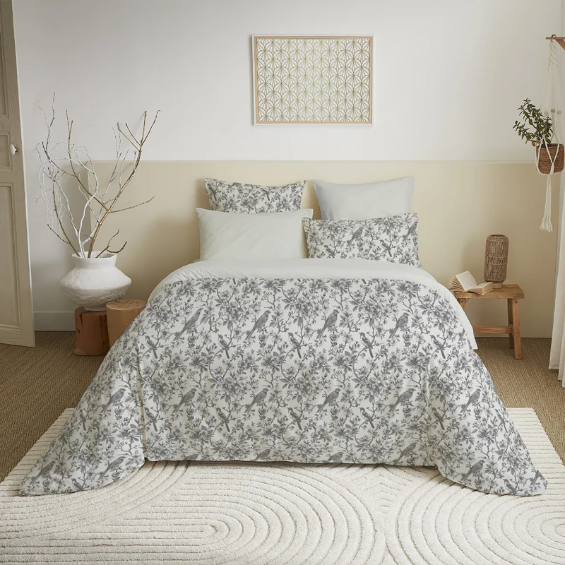 Pack 6 pièces Housse de couette Imprimé 220 x 240 cm - Drap housse 140 x 190 cm - 100% Coton 57 Fils