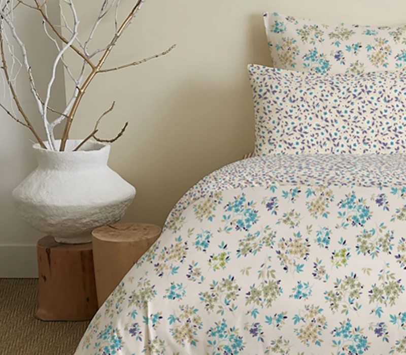 Pack 6 pièces Housse de couette Imprimé 220 x 240 cm - Drap housse 140 x 190 cm - 100% Coton 57 Fils