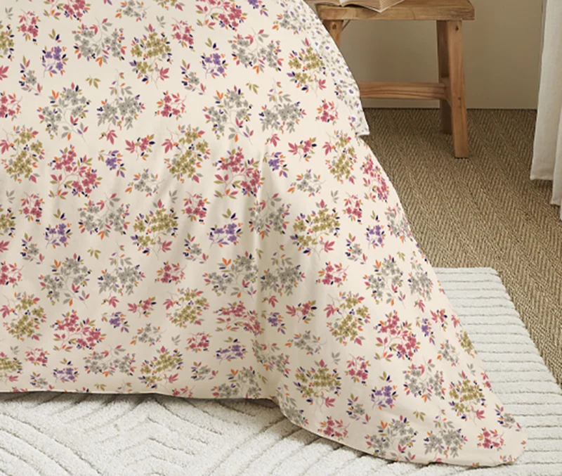 Pack 6 pièces Housse de couette Imprimé 220 x 240 cm - Drap housse 140 x 190 cm - 100% Coton 57 Fils