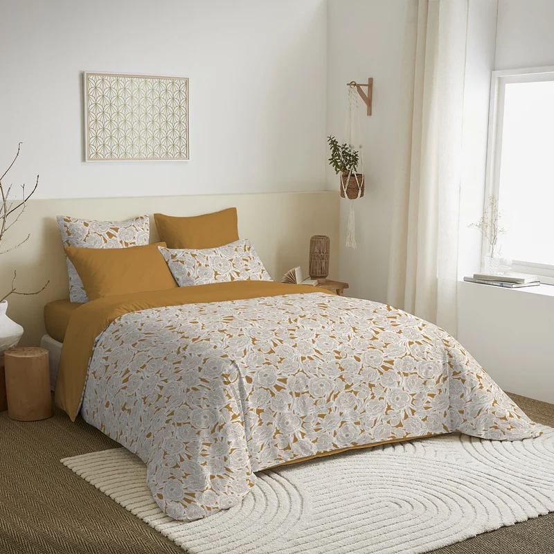 Pack4 Pièces Housse de couette Imprimé 140 x 200 cm - Drap housse 90 x 190 cm - 100% Coton 57 Fils