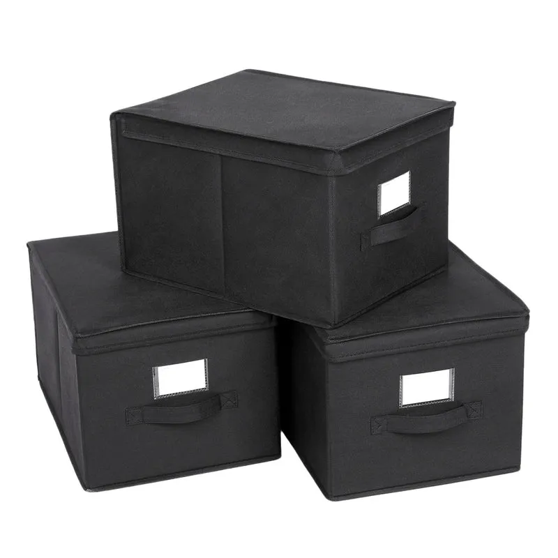 Cajas de Almacenamiento Plegables con Tapas Tela no Tejida con Portaetiquetas