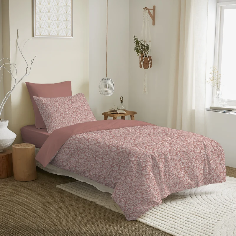 Pack 4 Pièces Housse de couette Imprimé 140 x 200 cm - Drap housse 90 x 190 cm - 100% Coton 57 Fils
