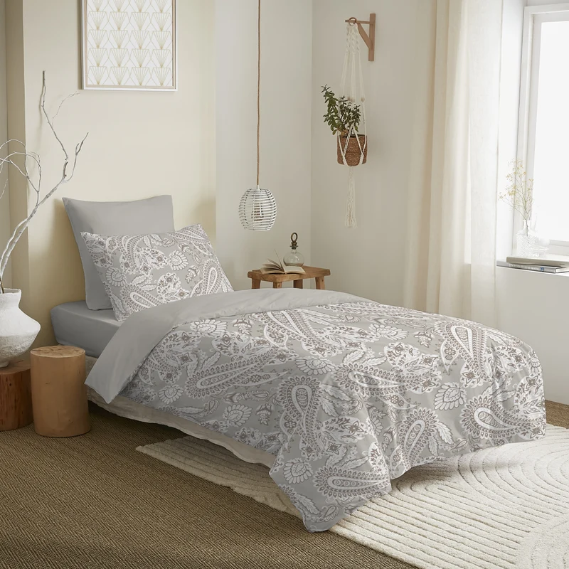 Pack 4 Pièces Housse de couette Imprimé 140 x 200 cm - Drap housse 90 x 190 cm - 100% Coton 57 Fils