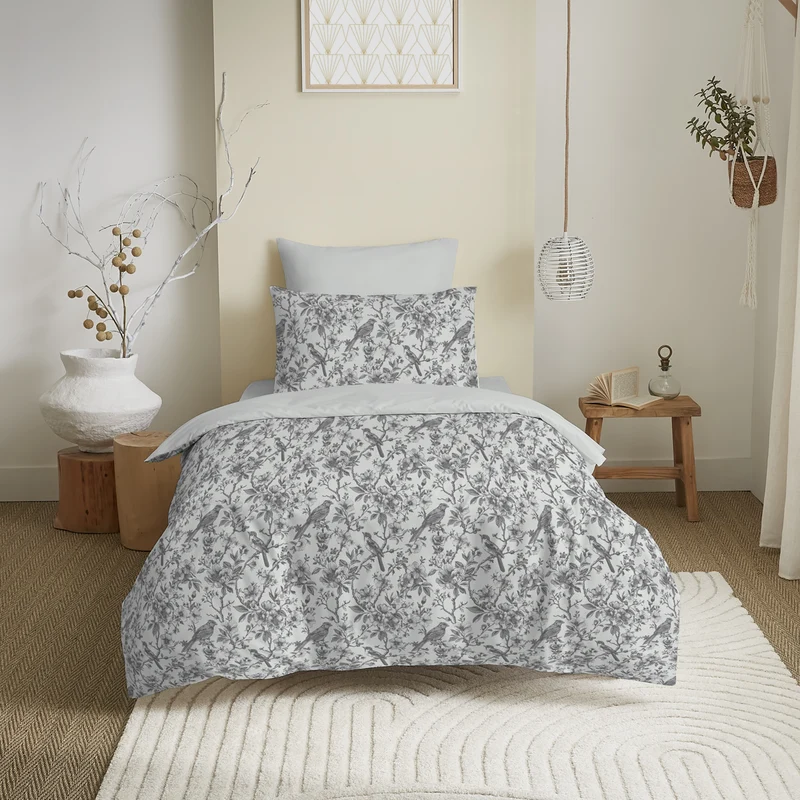 Pack 4 Pièces Housse de couette Imprimé 140 x 200 cm - Drap housse 90 x 190 cm - 100% Coton 57 Fils