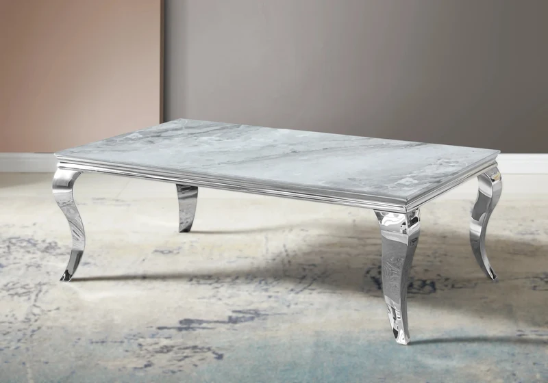 Table basse rectangulaire marbre gris argent - Neo