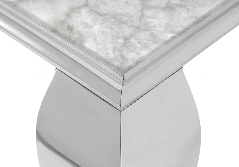 Table à manger rectangulaire marbre beige argent - Neo