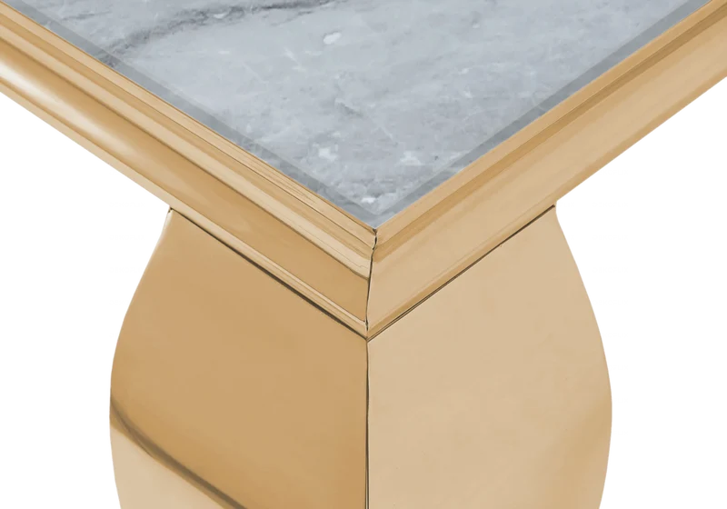 Ensemble table marbre gris et 4 chaises or – Neo