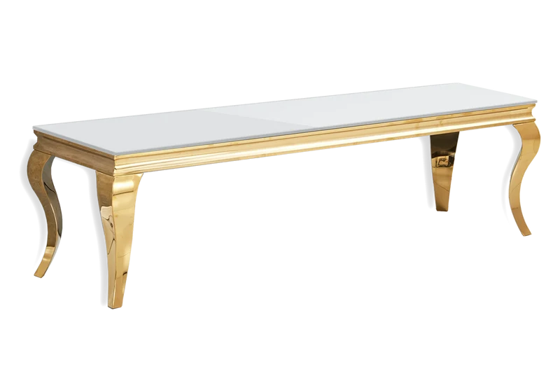 Meuble TV verre blanc design doré - Neo