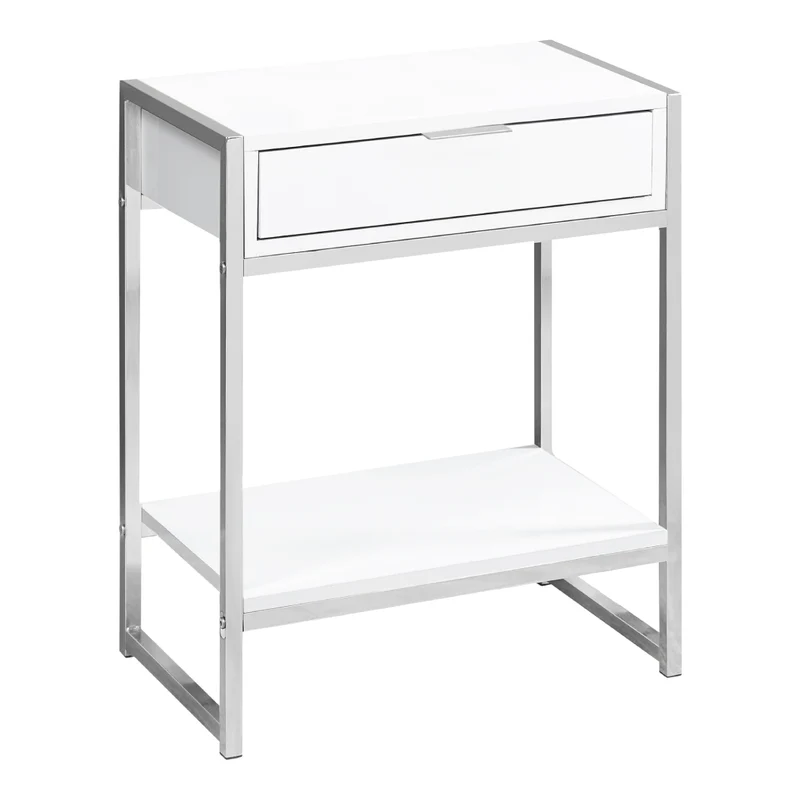 Table d'appoint en MDF/stratifié et métal chromé avec 1 tiroir - I 3480-3481