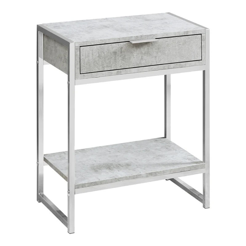 Table d'appoint en MDF/stratifié et métal chromé avec 1 tiroir - I 3480-3481