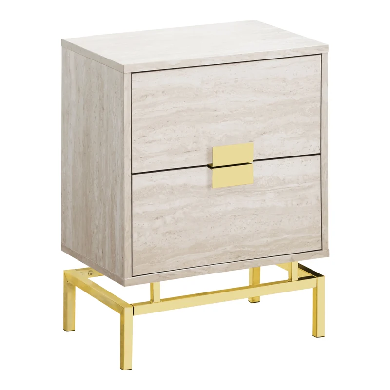 Table d'appoint en MDF/stratifié et métal avec 2 tiroirs - I 3490-3493