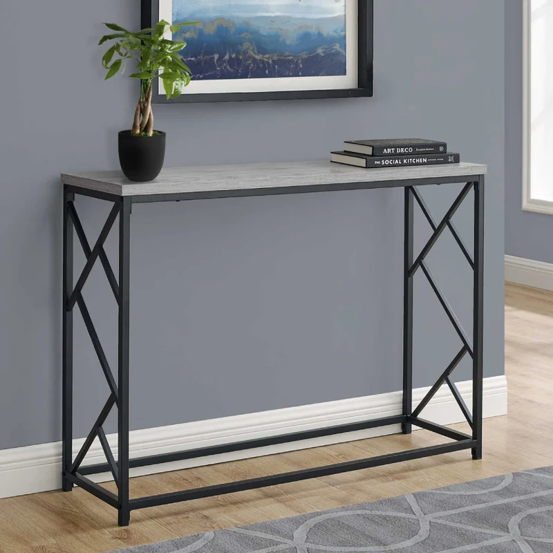 Table console en MDF/stratifié et métal noir - I 3532-3533-3534