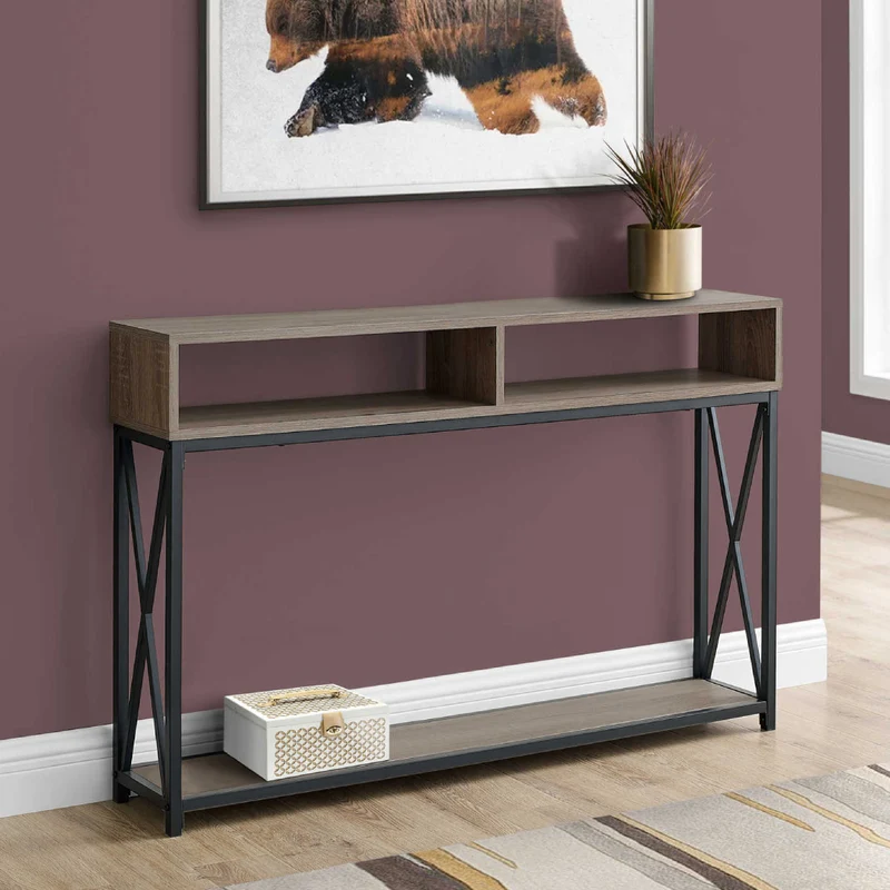 Table console en MDF/stratifié et métal noir - I 3572-3573-3574