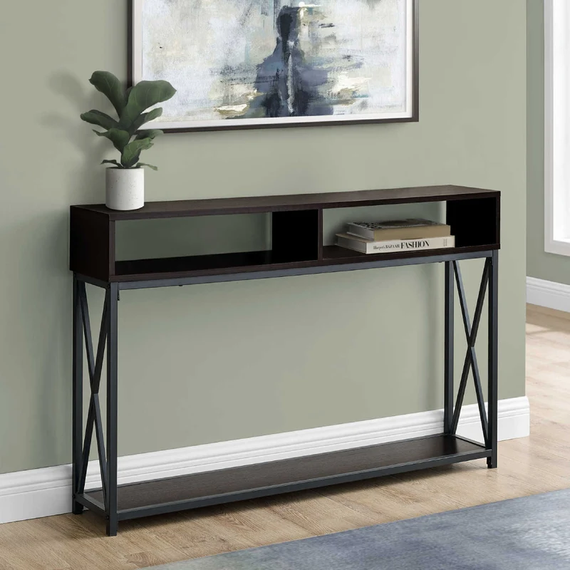 Table console en MDF/stratifié et métal noir - I 3572-3573-3574
