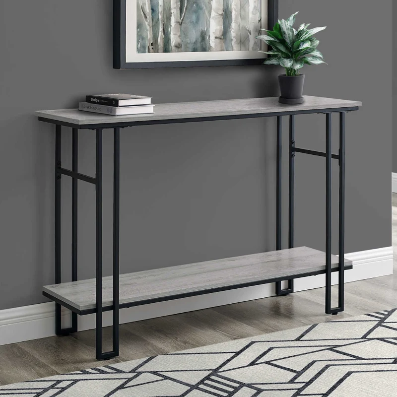 Table console en MDF/stratifié et métal noir - I 3576-3577