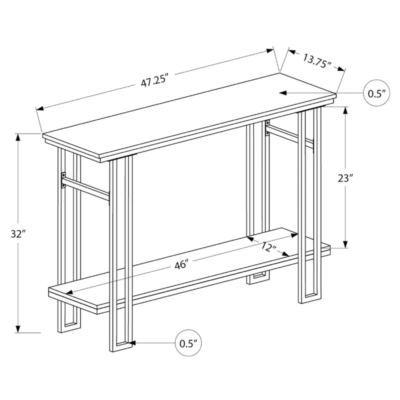 Table console en MDF/stratifié et métal noir - I 3576-3577